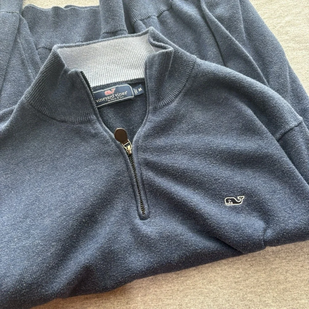Vineyard Vines Shep & Ian Mens M Med Half-Zip 1/2 Tight-Knit Sweater 100% Cotton